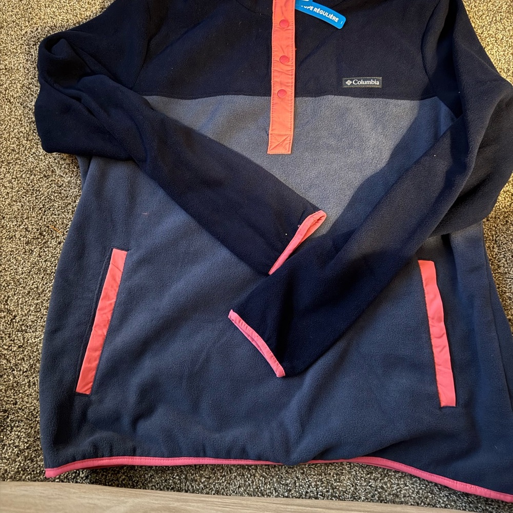 Columbia Dark Blue and Pink Fleece Jacket NWT XXL